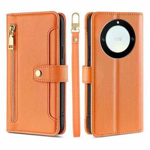 For Honor X40 Sheep Texture Cross-body Zipper Wallet Leather Phone Case(Orange)