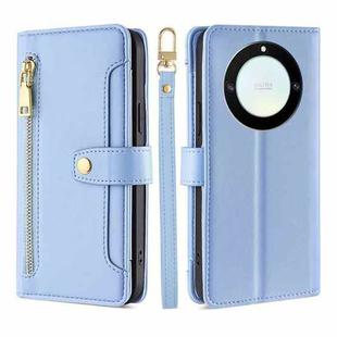 For Honor X40 Sheep Texture Cross-body Zipper Wallet Leather Phone Case(Blue)