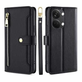 For OnePlus Ace 2V 5G Sheep Texture Cross-body Zipper Wallet Leather Phone Case(Black)