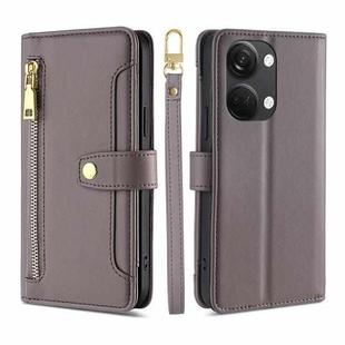 For OnePlus Ace 2V 5G Sheep Texture Cross-body Zipper Wallet Leather Phone Case(Grey)