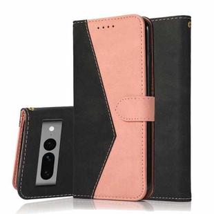 For Google Pixel 7 Pro 5G Dual-color Stitching Leather Phone Case(Black Rose Gold)