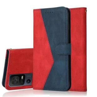 For TCL 40 SE Dual-color Stitching Leather Phone Case(Red Blue)