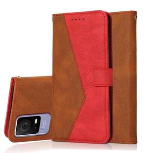 For TCL 405 / 406 / 408 Dual-color Stitching Leather Phone Case(Brown Red)