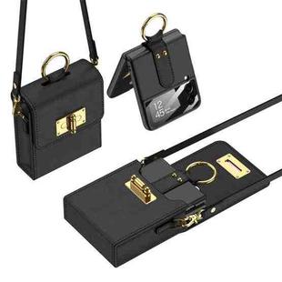 GKK Mini Backpack Plain Phone Bag + Phone Case with Ring For Samsung Galaxy Z Flip3 5G(Black)