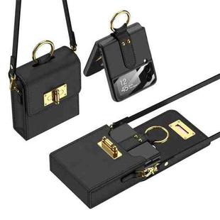 GKK Mini Backpack Plain Phone Bag + Phone Case with Ring For Samsung Galaxy Z Flip4 5G(Black)