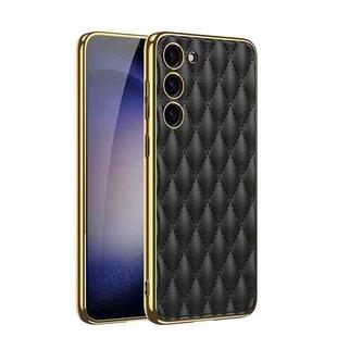 For Samsung Galaxy S23+ 5G GKK Rhombus Pattern Electroplating Plain PU Phone Case(Black)