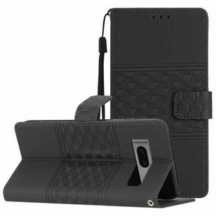 For Google Pixel 7 5G Diamond Embossed Skin Feel Leather Phone Case with Lanyard(Black)