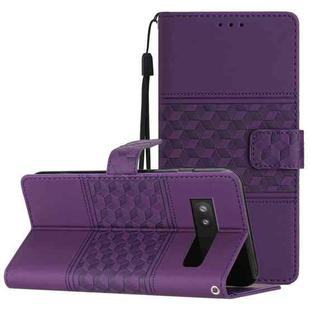 For Google Pixel 7a Diamond Embossed Skin Feel Leather Phone Case with Lanyard(Purple)