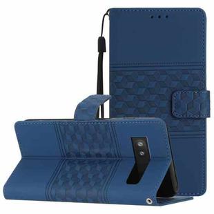 For Google Pixel 7a Diamond Embossed Skin Feel Leather Phone Case with Lanyard(Dark Blue)