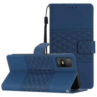 For TCL 403 Diamond Embossed Skin Feel Leather Phone Case with Lanyard(Dark Blue)