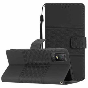 For TCL 403 Diamond Embossed Skin Feel Leather Phone Case with Lanyard(Black)