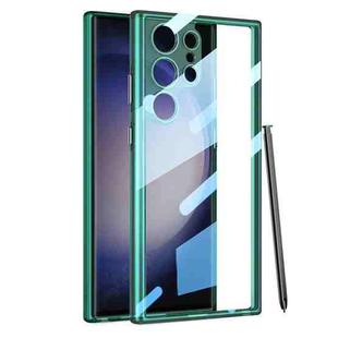 For Samsung Galaxy S23 Ultra 5G GKK Space Frame Transparent PC+TPU Phone Case(Transparent Green)