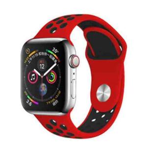 For Apple Watch Series 9&8&7 41mm / SE 3&SE 2&6&SE&5&4 40mm / 3&2&1 38mm Little Waist Two-colors Watch Band(Red Black)