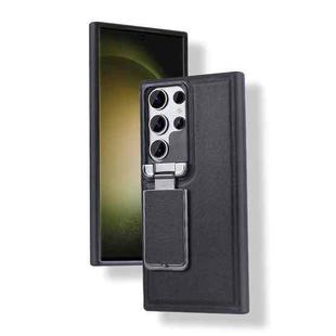 For Samsung Galaxy S23 Ultra 5G Lens Flip Cover TPU+PU Phone Case(Black)
