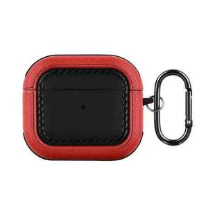 For AirPods 3 Leather Texture Earphone Protective Case(Black Red)