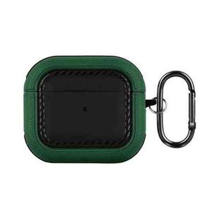 For AirPods 3 Leather Texture Earphone Protective Case(Black Green)