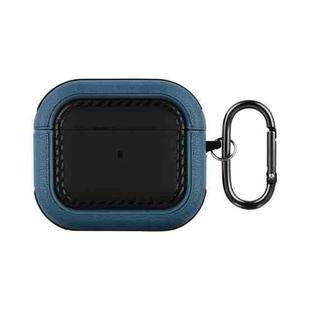 For AirPods 3 Leather Texture Earphone Protective Case(Black Blue)