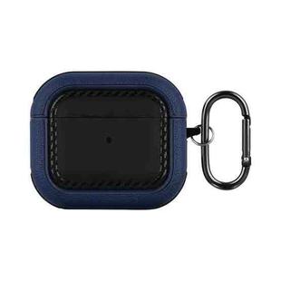 For AirPods 3 Leather Texture Earphone Protective Case(Black + Deep blue)