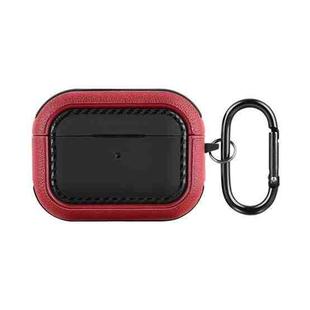 For AirPods Pro Leather Texture Earphone Protective Case(Black Red)
