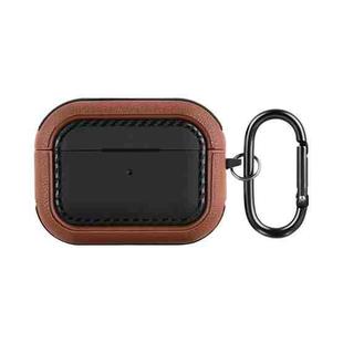 For AirPods Pro Leather Texture Earphone Protective Case(Black Brown)