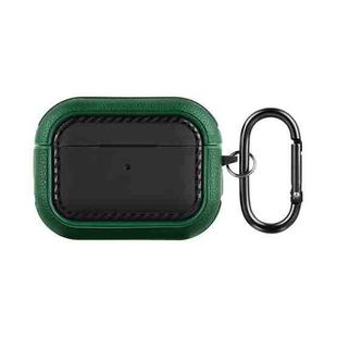 For AirPods Pro 2 Leather Texture Earphone Protective Case(Black Green)