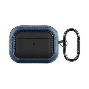 For AirPods Pro 2 Leather Texture Earphone Protective Case(Black Blue)