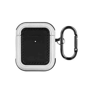 For AirPods 1 / 2 Leather Texture Earphone Protective Case(Black White)