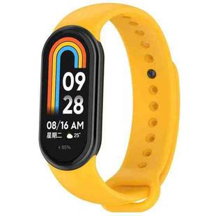 For Xiaomi Mi Band 8 Solid Color Stainless Steel Plug Replacement Watch Band(Yellow)