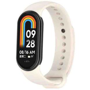 For Xiaomi Mi Band 8 Solid Color Stainless Steel Plug Replacement Watch Band (Starlight)