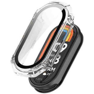 For Xiaomi Mi Band 8 PC + Tempered Glass Integrated Protective Watch Case(Transparent White)