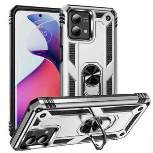 For Motorola Moto G Stylus 5G 2023 Shockproof TPU + PC Phone Case with Holder(Silver)