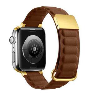 Magnetic Reverse Buckle Watch Band For Apple Watch Series 8&7 41mm / SE 2&6&SE&5&4 40mm / 3&2&1 38mm(Saddle Brown)