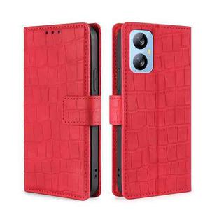 For Blackview A52 Skin Feel Crocodile Magnetic Clasp Leather Phone Case(Red)