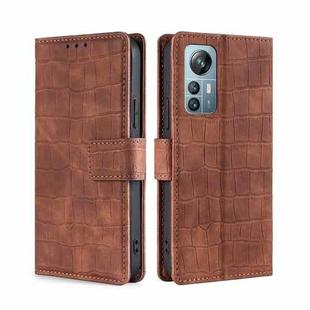 For Blackview A85 Skin Feel Crocodile Magnetic Clasp Leather Phone Case(Brown)