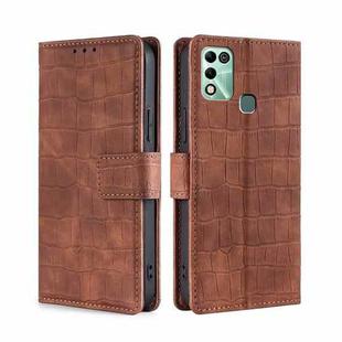 For Infinix Hot 11 Play Skin Feel Crocodile Magnetic Clasp Leather Phone Case(Brown)