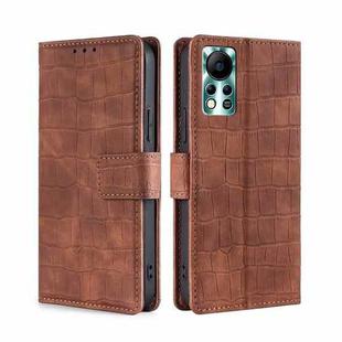 For Infinix Hot 11s NFC Skin Feel Crocodile Magnetic Clasp Leather Phone Case(Brown)