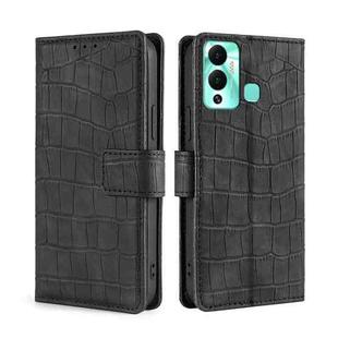 For Infinix Hot 12 Play Skin Feel Crocodile Magnetic Clasp Leather Phone Case(Black)