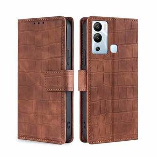 For Infinix Hot 12i Skin Feel Crocodile Magnetic Clasp Leather Phone Case(Brown)