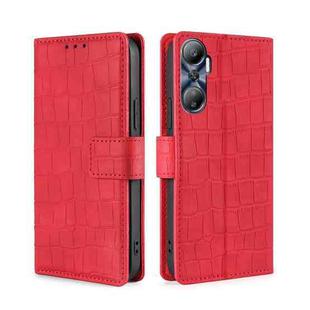 For Infinix Hot 20 4G Skin Feel Crocodile Magnetic Clasp Leather Phone Case(Red)