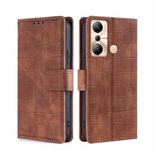 For Infinix Hot 20i Skin Feel Crocodile Magnetic Clasp Leather Phone Case(Brown)