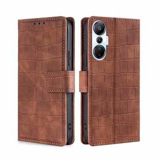 For Infinix Hot 20s Skin Feel Crocodile Magnetic Clasp Leather Phone Case(Brown)
