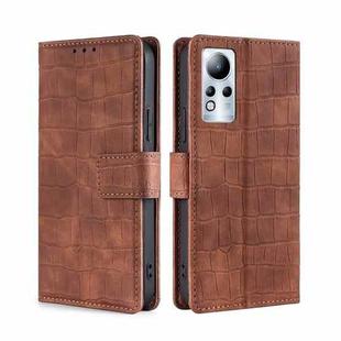 For Infinix Note 11 Skin Feel Crocodile Magnetic Clasp Leather Phone Case(Brown)