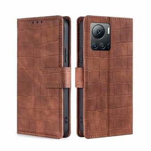 For Infinix Note 12 VIP Skin Feel Crocodile Magnetic Clasp Leather Phone Case(Brown)