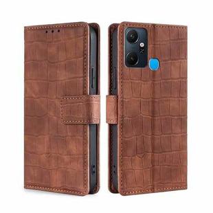 For Infinix Smart 6 Plus Skin Feel Crocodile Magnetic Clasp Leather Phone Case(Brown)