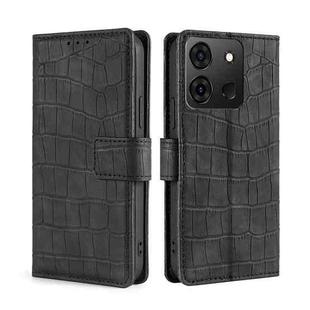 For Infinix Smart 7 Skin Feel Crocodile Magnetic Clasp Leather Phone Case(Black)
