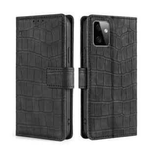 For Motorola Moto G Power 2023 Skin Feel Crocodile Magnetic Clasp Leather Phone Case(Black)