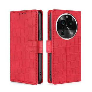 For OPPO Find X6 Pro 5G Skin Feel Crocodile Magnetic Clasp Leather Phone Case(Red)