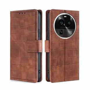 For OPPO Find X6 Pro 5G Skin Feel Crocodile Magnetic Clasp Leather Phone Case(Brown)