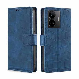 For Realme GT Neo5 Skin Feel Crocodile Magnetic Clasp Leather Phone Case(Blue)