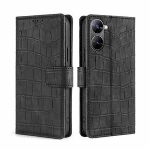 For Realme V30 5G / V30T Skin Feel Crocodile Magnetic Clasp Leather Phone Case(Black)